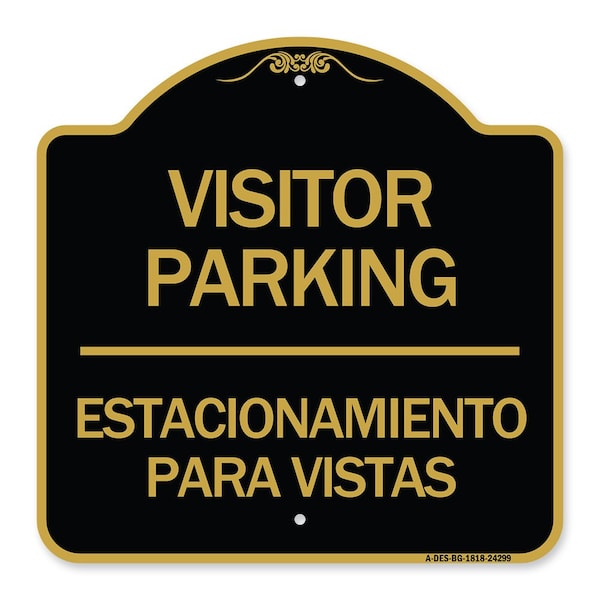 Signmission Bilingual Reserved Parking Visitor Parking Estacionamiento Para Visitas, Black & Gold, BG-1818-24299 A-DES-BG-1818-24299 - main